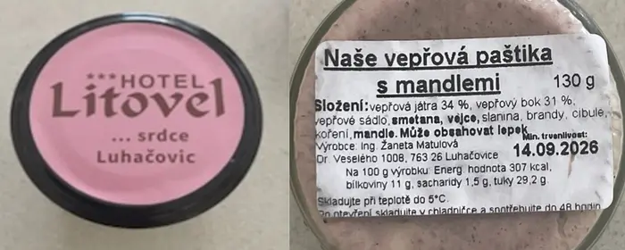 Naše vepřová paštika s mandlemi