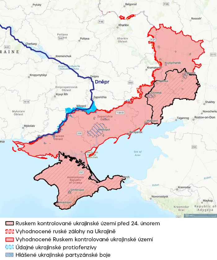 Mapa kontroly terénu na Ukrajině, 25. 11. 2024