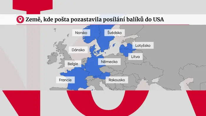 Země, kde pošta pozastavila posílání balíků do USA