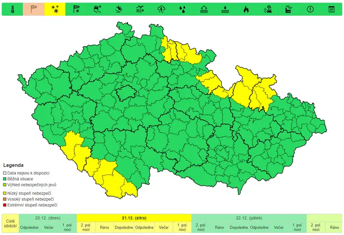 Výstraha před sněhem pro 21. 12.