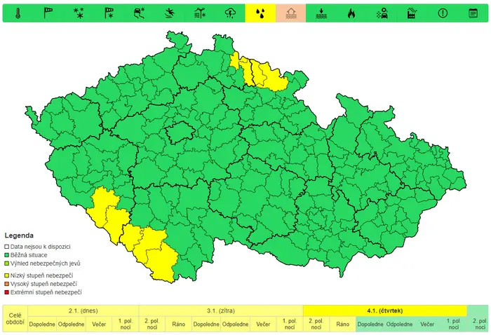 Výstraha před vydatným deštěm, platí do čtvrtka
