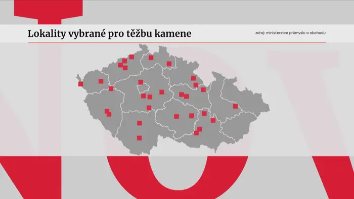 Lokality vybrané pro těžbu kamene