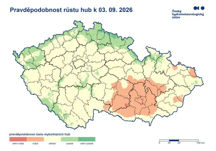 Pravděpodobnost růstu hub k 3. 9. 2026
