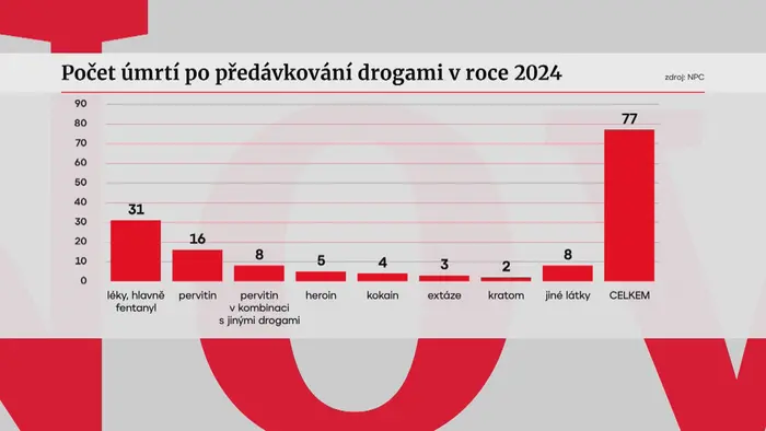 Počet úmrtí po předávkování drogami v roce 2024