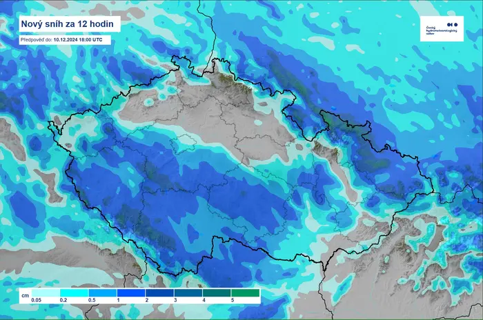 Nový sníh za 12 hodin