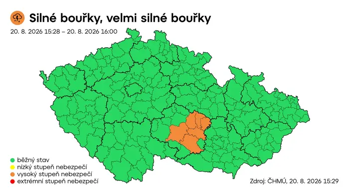 Výstraha před supercelou na Jihlavsku