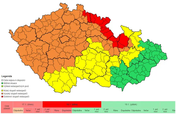 Výstraha před ledovkou pro dnešní den a středu