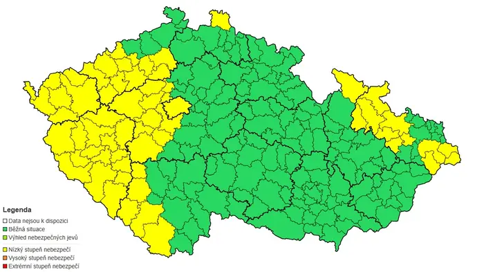 Výstraha před větrem, 1. 1. a 2. 1. 2025