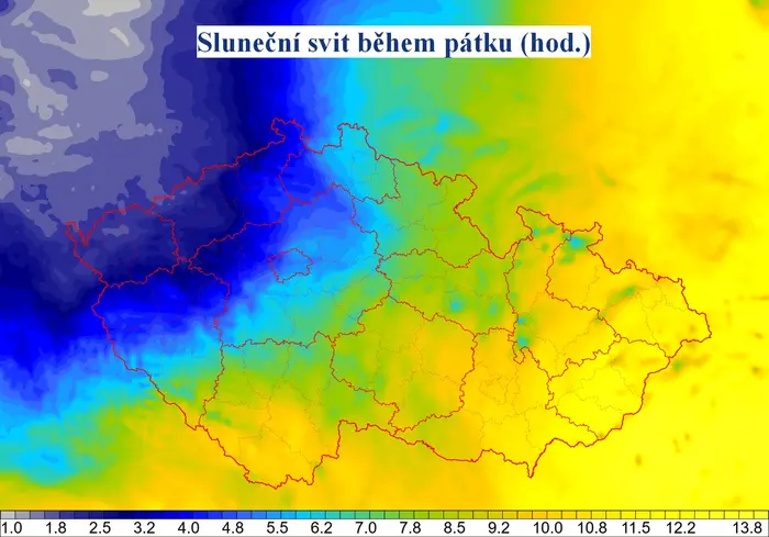 Sluneční svit během pátku (hod.)