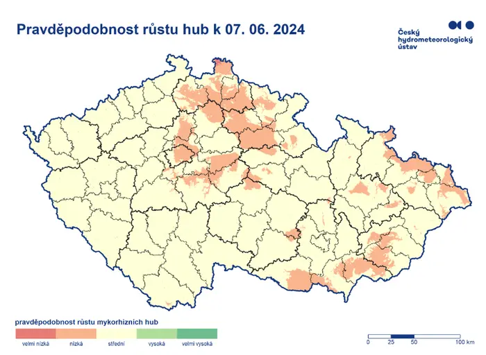 Pravděpodobnost růstu hub k 7. 6. 2024