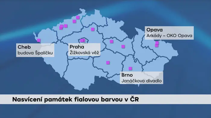 Grafika: Nasvícení památek fialovou barvou