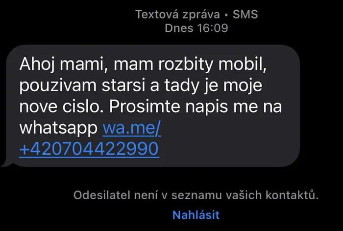 Podvodná SMS zpráva