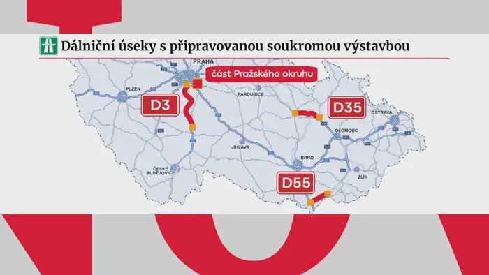 Dálniční úseky s připravovanou soukromou výstavbou