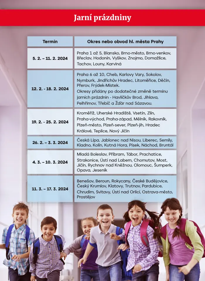 Termíny jarních prázdnin