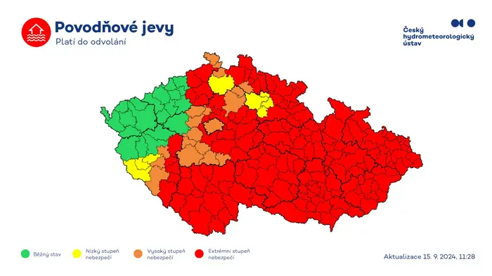 Výstraha 15.9.  povodňové jevy