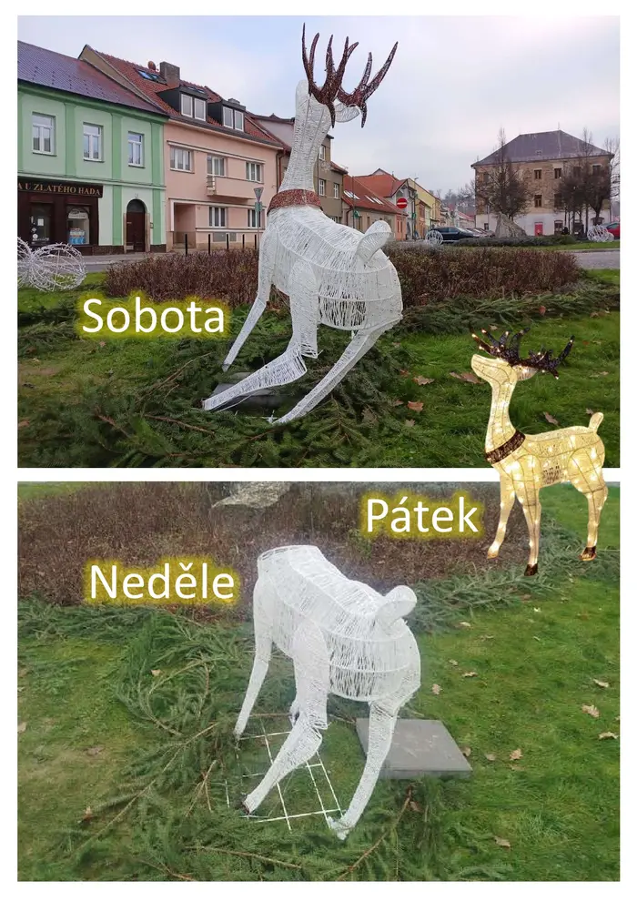 Poškozená vánoční výzdoba v Ledči nad Sázavou