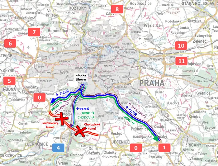 Uzavírka tunelů na Pražském okruhu