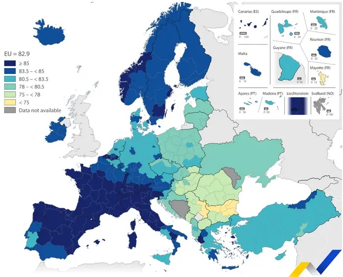 Očekávaná délka života u žen v roce 2021
