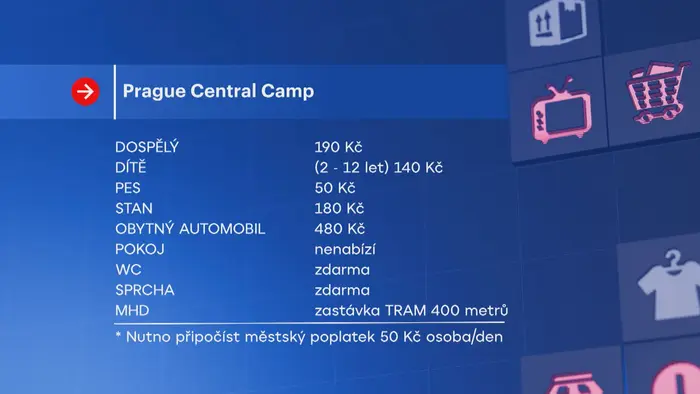 Ceny v Prague Central Camp