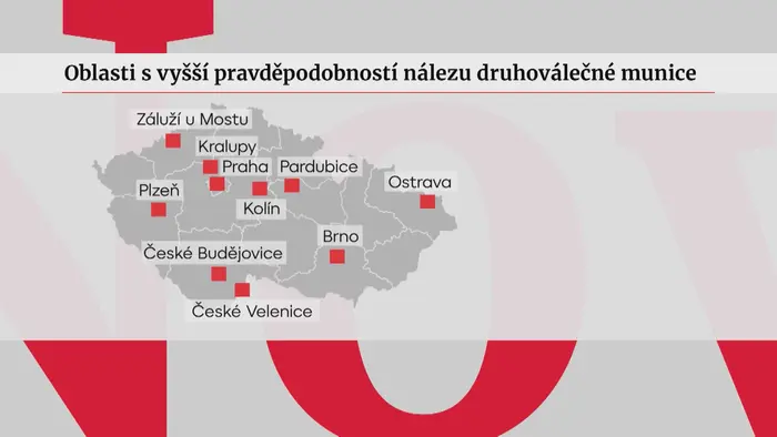 Oblasti s vyšší pravděpodobností nálezu munice 