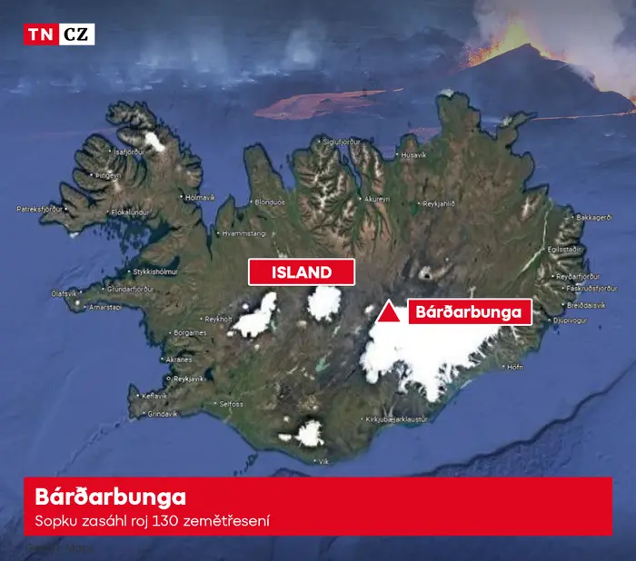 MAPA Island sopka Bárðarbunga