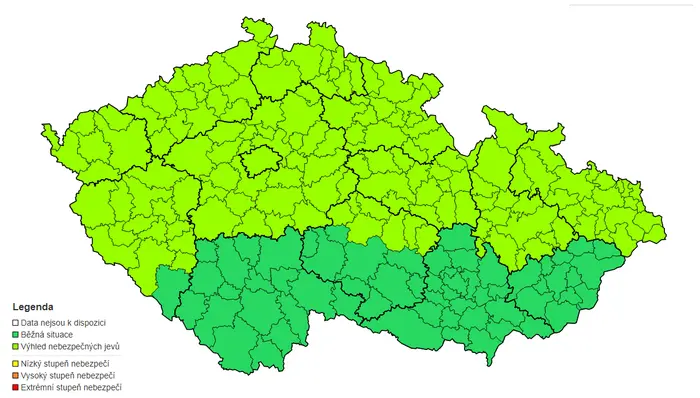 Předběžná výstraha před silným větrem, 13. 10. 2024