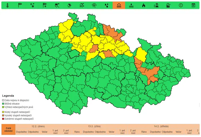 Výstraha před povodněmi 12.2. 2024