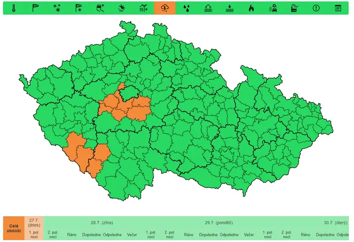 Výstraha před velmi silnými bouřkami