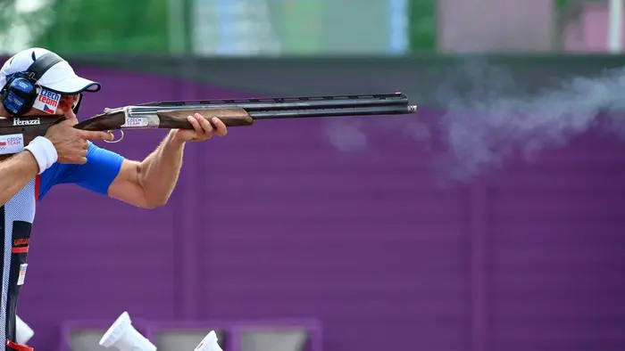 David Kostelecký při střelbě na olympiádě