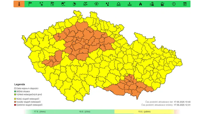 Výstraha – Vysoké a velmi vysoké teploty