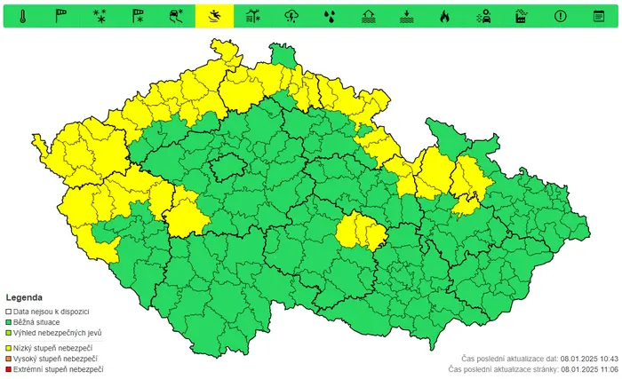 Výstraha před ledovkou, 8. 1. a 9. 1.