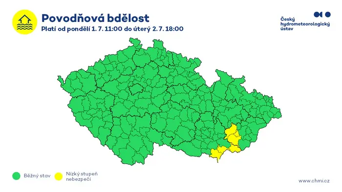 Povodňová bdělost, 1. 7. a 2.7