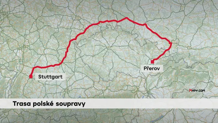 Trasa polské soupravy