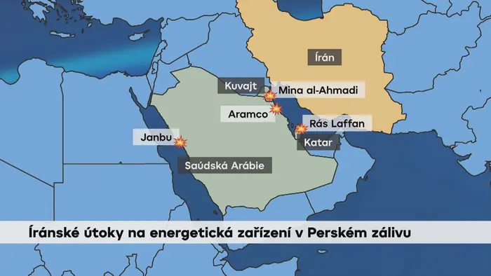 Íránské útoky na energetická zařízení v Perském zálivu