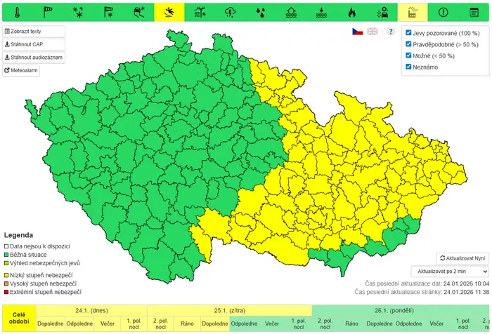 Výstraha před ledovkou (24. 1. 2026)