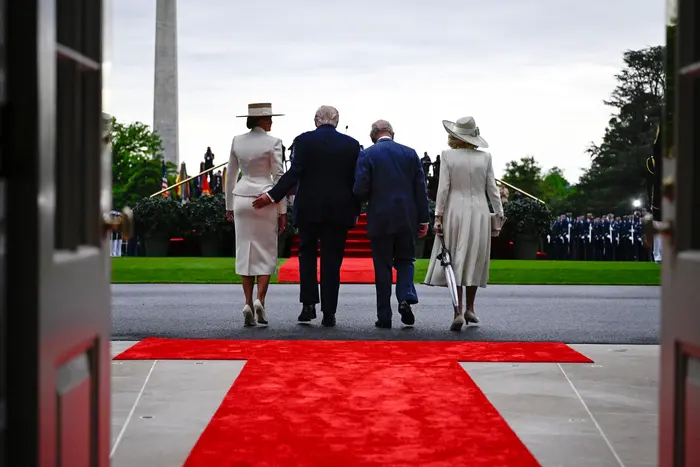 Prezident Donald Trump, Melania Trumpová, Král Karel III., královna Camilla