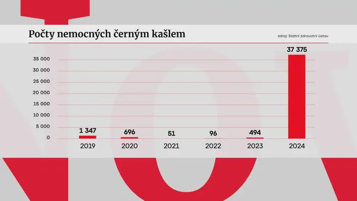 Počty nemocných černým kašlem