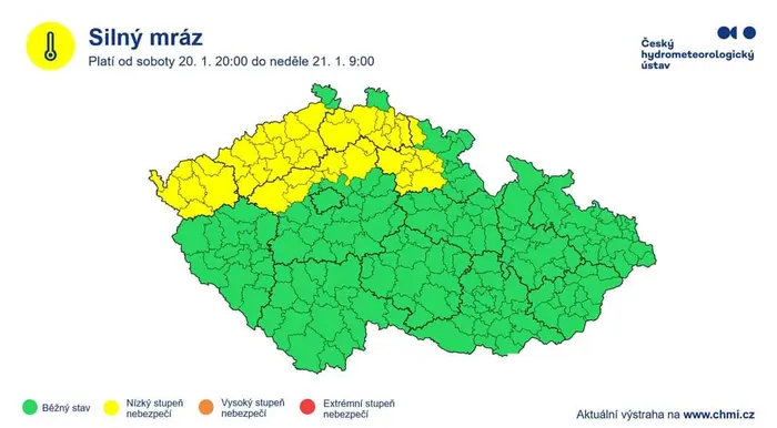 Výstraha před silným mrazem