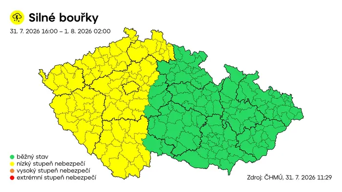 Výstraha ČHMÚ – Silné bouřky