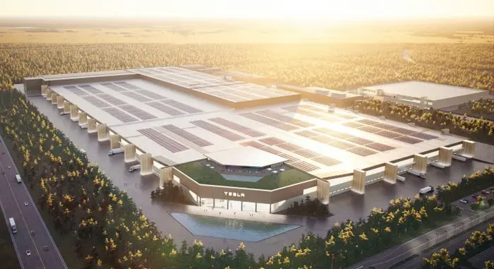 Takhle mí vypadat Gigafactory Tesly u Berlína