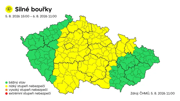 Výstraha ČHMÚ – Silné bouřky
