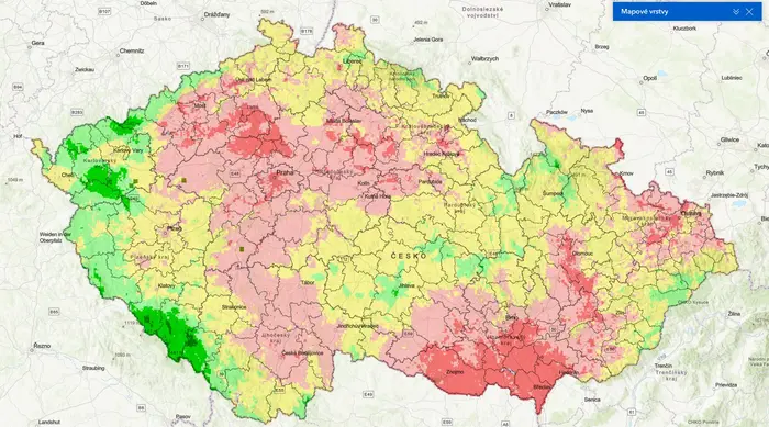 Mapa nasycení půdy vodou