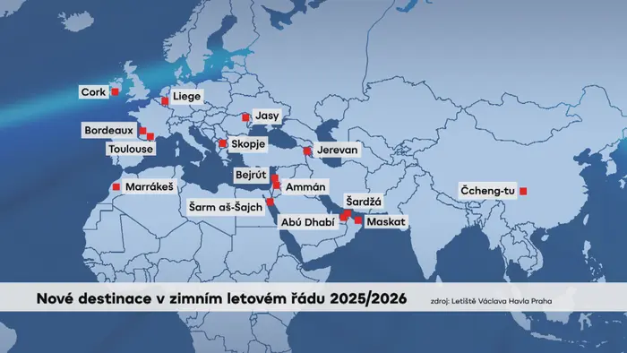 Nové destinace v zimním letovém řádu 2025/2026