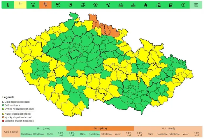 Výstraha platná od 30. 1.