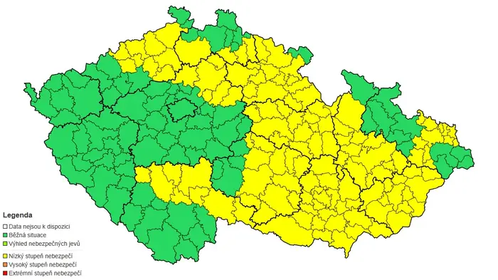 Výstraha před náledím, 31. 12. 2024 a 1. 1. 2025