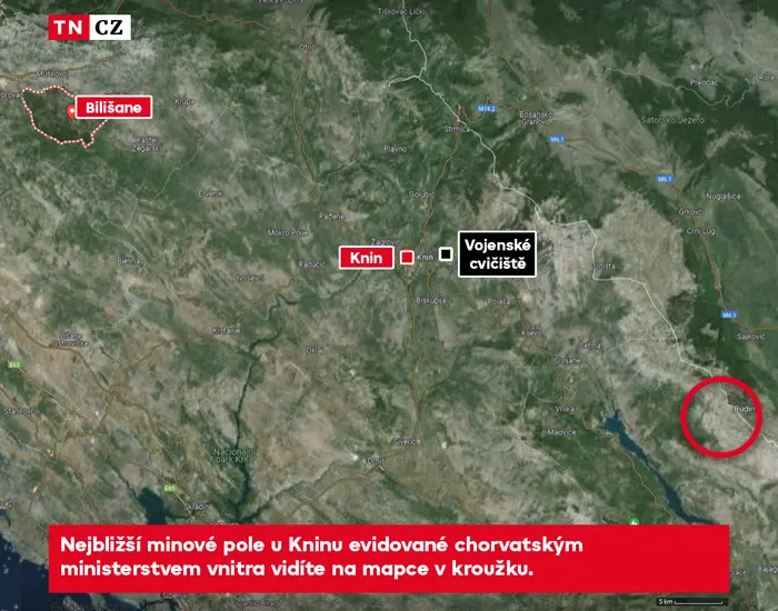 MAPA Nebezpečné oblasti v Chorvatsku
