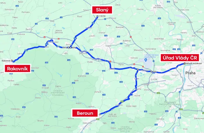 Západní mapa příjezdu