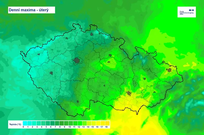 Denní maxima - úterý