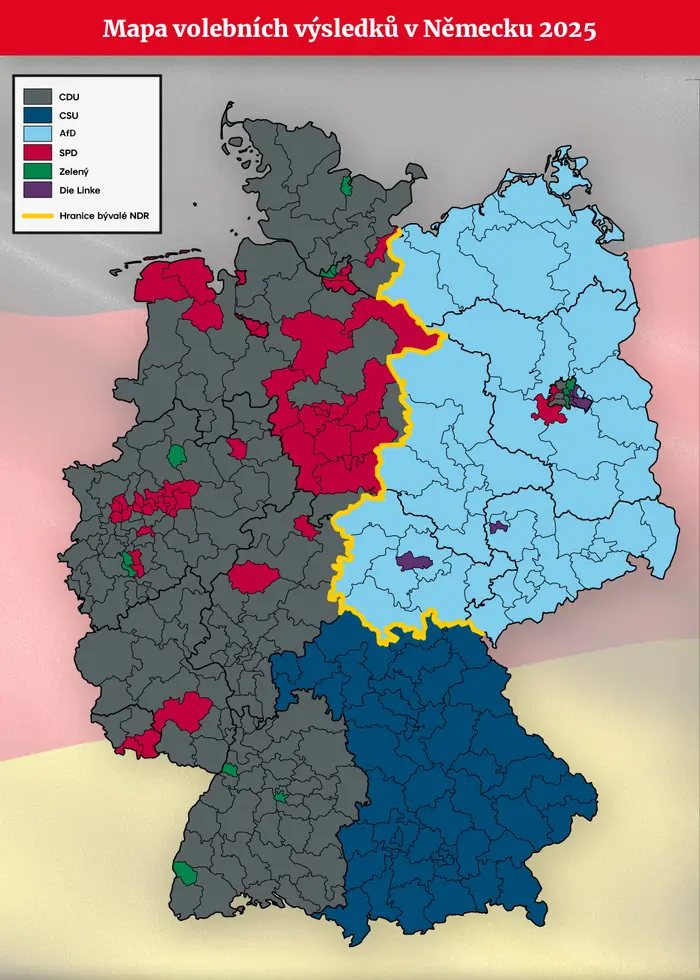 MAPA Volebních výsledků v Německu 2025