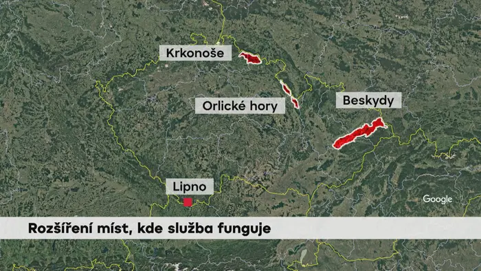 Rozšíření míst, kde služba funguje